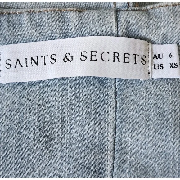 Saints & Secrets Denim Midi Dress Women XS AU6 Bodycon Spaghetti Strap Light Y2K - Picture 6 of 9